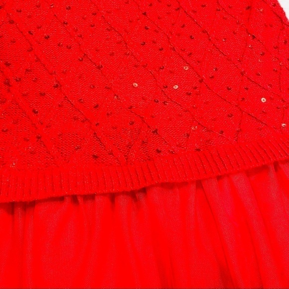 NWOT Justice Girls Red Sequin Drop Waist Sweater Dress - Picture 2 of 4